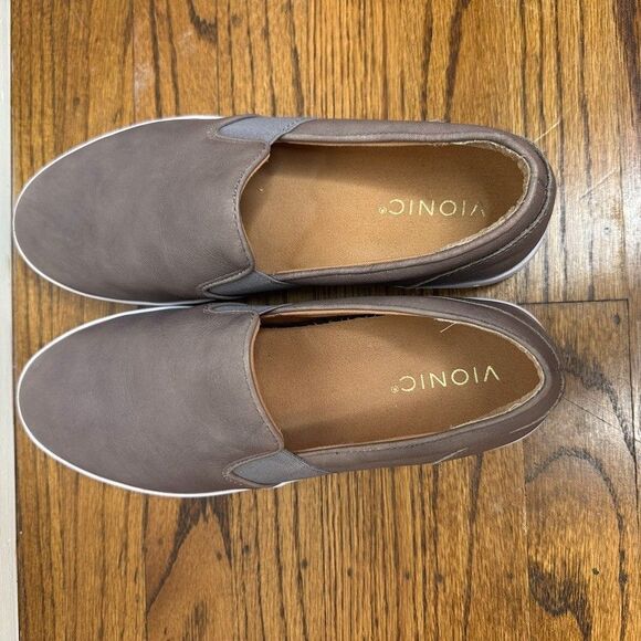 Vionic Demetra Slip-0n Women's 9 / EU 41 Charcoal Gray Leather Casual Sneaker - Picture 5 of 8